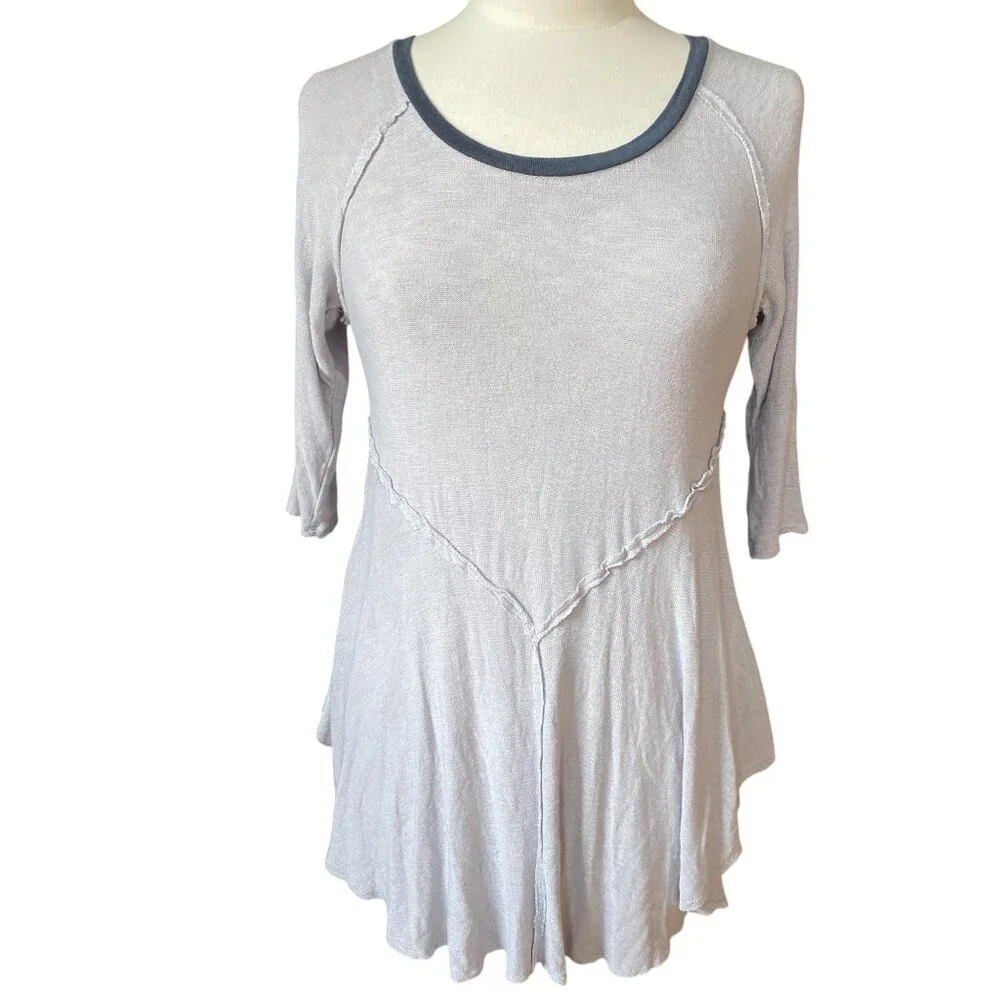 Intimately Free People Slouchy Knit Tunic Top Gray Lounge Flowy Fairy Grunge-M